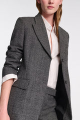 Dorothee Schumacher Glen Plaid Wool Blazer in Grey Melange Vancouver. Shop Online or in Store.