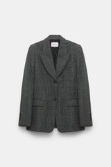 Dorothee Schumacher Glen Plaid Wool Blazer in Grey Melange Vancouver. Shop Online or in Store.
