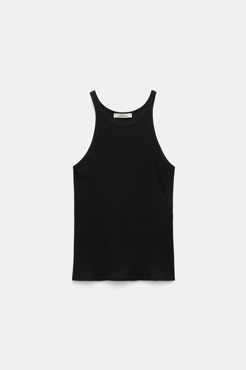Dorothee Schumacher Halter Neck Ribbed Tank Top in Black Vancouver. Shop Online or in Store.