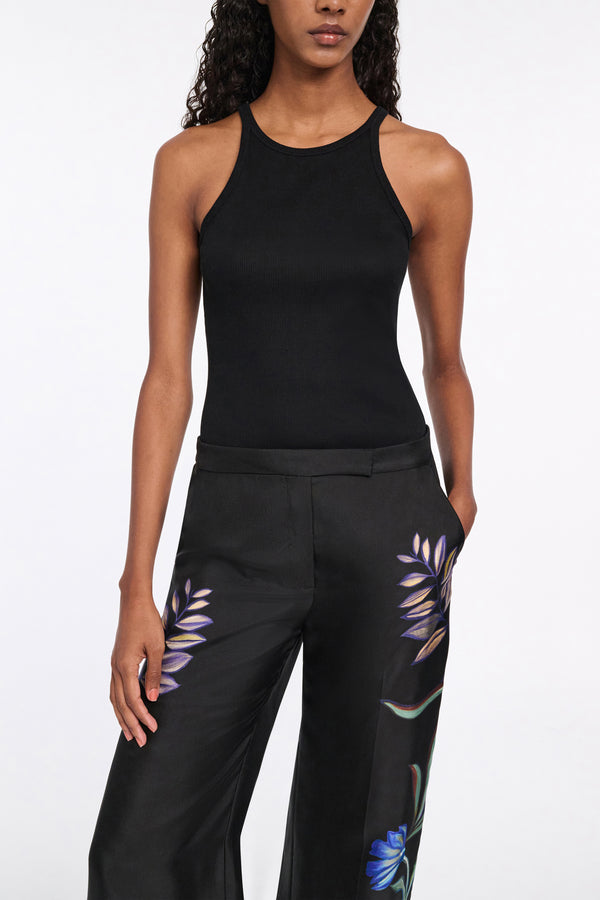 Dorothee Schumacher Halter Neck Ribbed Tank Top in Black Vancouver. Shop Online or in Store.