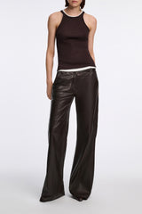 Dorothee Schumacher Halter Neck Ribbed Tank Top in Chocolate Brown Vancouver. Shop Online or in Store.