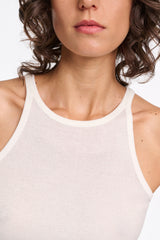 Dorothee Schumacher Halter Neck Ribbed Tank Top in Off-White Vancouver. Shop Online or in Store.