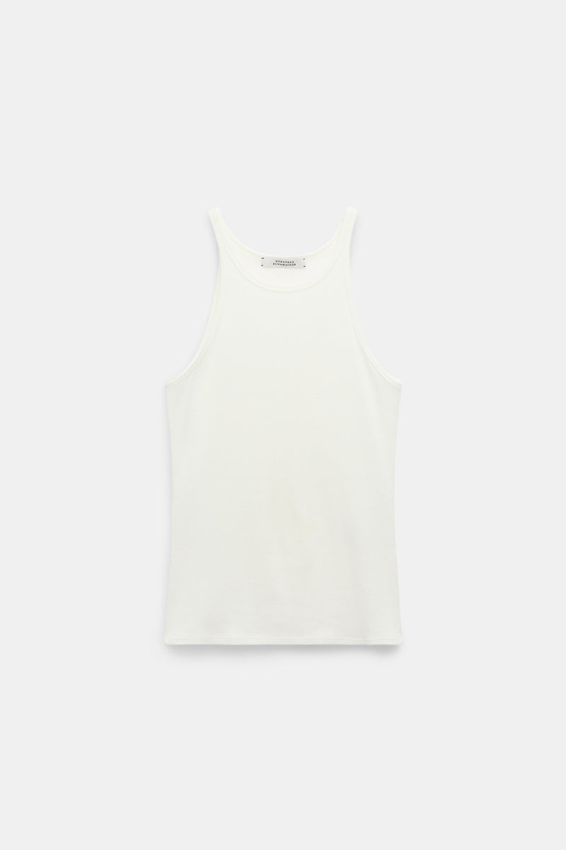 Dorothee Schumacher Halter Neck Ribbed Tank Top in Off-White Vancouver. Shop Online or in Store.
