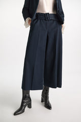 Dorothee Schumacher High-Waisted Belted Cotton Culottes in Navy Vancouver. Shop Online or in Store.