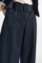 Dorothee Schumacher High-Waisted Belted Cotton Culottes in Navy Vancouver. Shop Online or in Store.