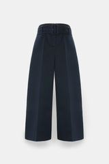 Dorothee Schumacher High-Waisted Belted Cotton Culottes in Navy Vancouver. Shop Online or in Store.
