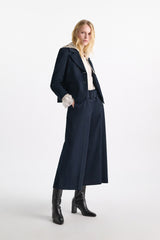 Dorothee Schumacher High-Waisted Belted Cotton Culottes in Navy Vancouver. Shop Online or in Store.