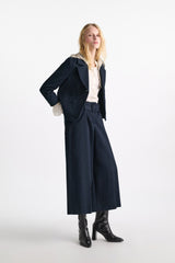 Dorothee Schumacher High-Waisted Belted Cotton Culottes in Navy Vancouver. Shop Online or in Store.