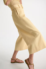 Dorothee Schumacher High-Waisted Cotton Culottes in Pastel Yellow Vancouver. Shop Online or in Store.
