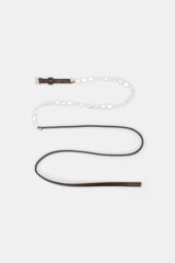 Dorothee Schumacher Leather Belt with Pearl Bead Embellishment in Brown Vancouver. Shop Online or in Store.