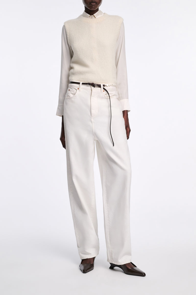 Dorothee Schumacher Leather Belt with Pearl Bead Embellishment in Brown Vancouver. Shop Online or in Store.