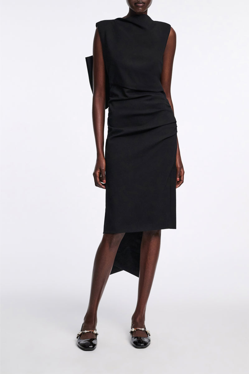 Dorothee Schumacher Lightweight Punto Milano Dress with Maxi Bow in Black Vancouver. Shop Online or in Store.