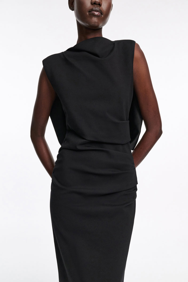 Dorothee Schumacher Lightweight Punto Milano Dress with Maxi Bow in Black Vancouver. Shop Online or in Store.