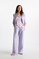 Dorothee Schumacher Lingerie-Style Camisole in Printed Silk Satin in Lilac Vancouver. Shop Online or in Store.