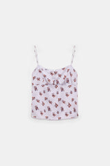Dorothee Schumacher Lingerie-Style Camisole in Printed Silk Satin in Lilac Vancouver. Shop Online or in Store.