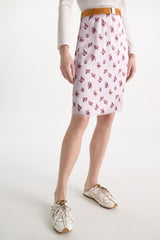 Dorothee Schumacher Lingerie-Style Skirt in Printed Silk Satin in Lilac Vancouver. Shop Online or in Store.