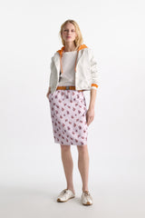 Dorothee Schumacher Lingerie-Style Skirt in Printed Silk Satin in Lilac Vancouver. Shop Online or in Store.