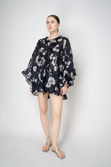 Dorothee Schumacher Long Sleeve Flowy Ramie Tunic in Navy and White Vancouver. Shop Online or in Store.