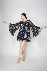 Dorothee Schumacher Long Sleeve Flowy Ramie Tunic in Navy and White Vancouver. Shop Online or in Store.