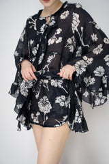 Dorothee Schumacher Long Sleeve Flowy Ramie Tunic in Navy and White Vancouver. Shop Online or in Store.