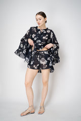 Dorothee Schumacher Long Sleeve Flowy Ramie Tunic in Navy and White Vancouver. Shop Online or in Store.