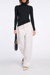 Dorothee Schumacher Long Sleeve Stretch Knit Turtleneck Pullover in Black Vancouver. Shop Online or in Store.