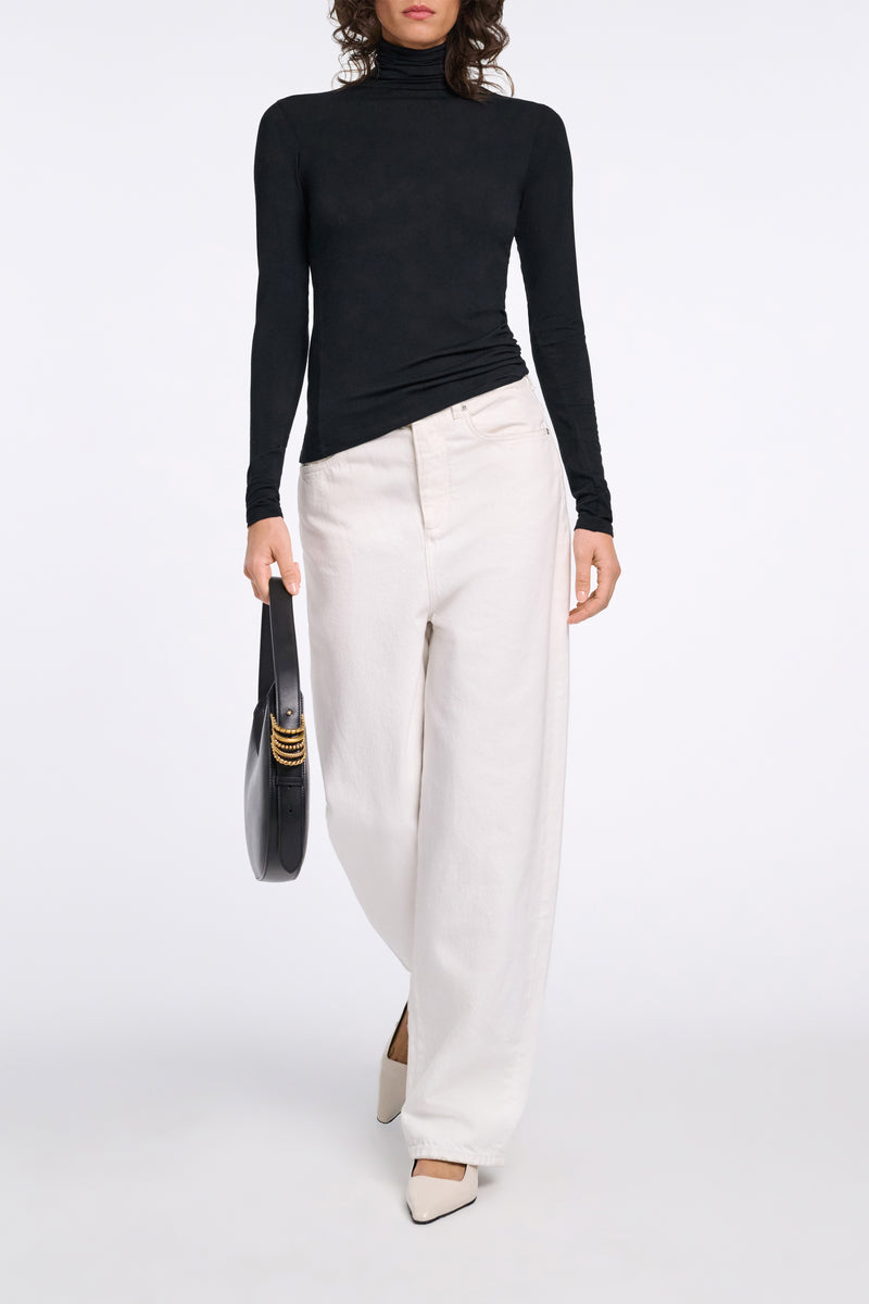 Dorothee Schumacher Long Sleeve Stretch Knit Turtleneck Pullover in Black Vancouver. Shop Online or in Store.