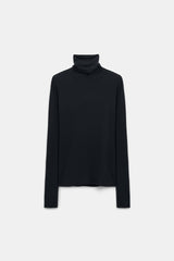 Dorothee Schumacher Long Sleeve Stretch Knit Turtleneck Pullover in Black Vancouver. Shop Online or in Store.