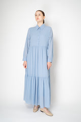 Dorothee Schumacher Long Sleeve Tiered Shirtdress in Light Blue Vancouver. Shop Online or in Store