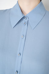 Dorothee Schumacher Long Sleeve Tiered Shirtdress in Light Blue Vancouver. Shop Online or in Store