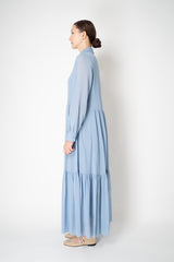Dorothee Schumacher Long Sleeve Tiered Shirtdress in Light Blue Vancouver. Shop Online or in Store