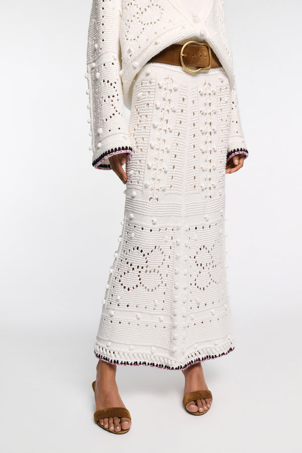 Dorothee Schumacher Maxi Skirt with Crochet Trim in White Vancouver. Shop Online or in Store.