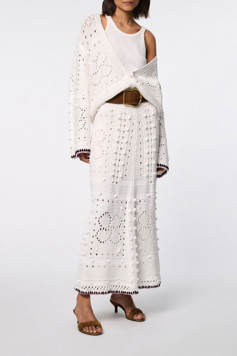 Dorothee Schumacher Maxi Skirt with Crochet Trim in White Vancouver. Shop Online or in Store.