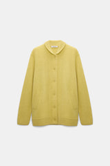 Dorothee Schumacher Merino-Cashmere Knit Bomber Jacket in Goldfinch Green Vancouver. Shop Online or in Store.