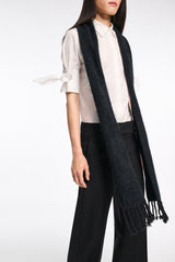 Dorothee Schumacher Merino-Cashmere Knit Fringe Scarf in Black Vancouver. Shop Online or in Store.
