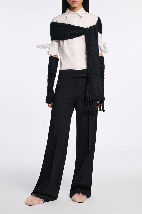 Dorothee Schumacher Merino-Cashmere Knit Fringe Scarf in Black Vancouver. Shop Online or in Store.