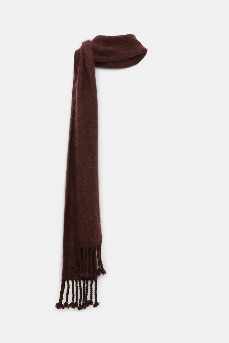 Dorothee Schumacher Merino-Cashmere Knit Fringe Scarf in Brown Vancouver. Shop Online or in Store.