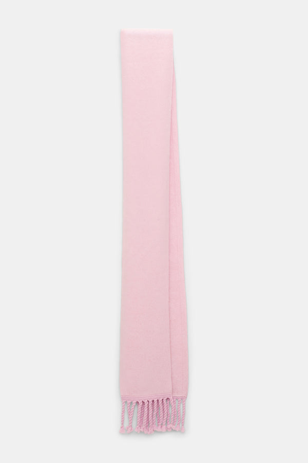Dorothee Schumacher Merino-Cashmere Knit Fringe Scarf in Candy Rose Vancouver. Shop Online or in Store.