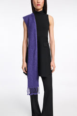 Dorothee Schumacher Merino-Cashmere Knit Fringe Scarf in Lavendel Night Vancouver. Shop Online or in Store.