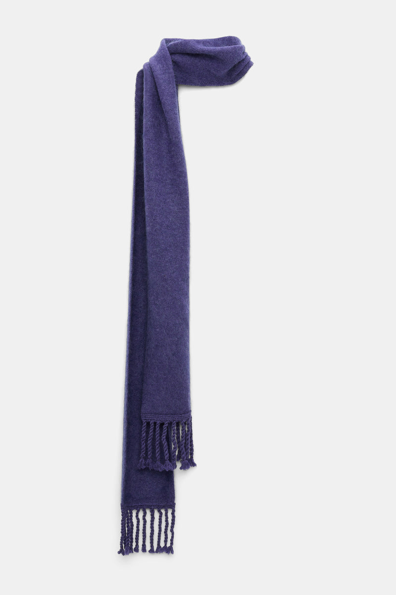 Dorothee Schumacher Merino-Cashmere Knit Fringe Scarf in Lavendel Night Vancouver. Shop Online or in Store.