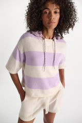 Dorothee Schumacher Merino-Cashmere Striped Knit Top in White Lavender Vancouver. Shop Online or in Store.