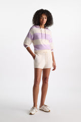 Dorothee Schumacher Merino-Cashmere Striped Knit Top in White Lavender Vancouver. Shop Online or in Store.