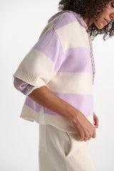 Dorothee Schumacher Merino-Cashmere Striped Knit Top in White Lavender Vancouver. Shop Online or in Store.