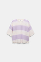 Dorothee Schumacher Merino-Cashmere Striped Knit Top in White Lavender Vancouver. Shop Online or in Store.