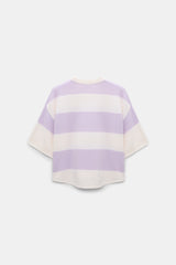 Dorothee Schumacher Merino-Cashmere Striped Knit Top in White Lavender Vancouver. Shop Online or in Store.