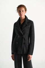 Dorothee Schumacher Merino-cashmere Double-breasted Blazer in Grey Vancouver. Shop Online or in Store.