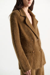Dorothee Schumacher Merino-cashmere Double-breasted Blazer in Porcini Vancouver. Shop Online or in Store.