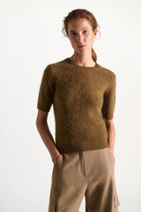 Dorothee Schumacher Merino-cashmere Half Sleeve Pullover in Porcini Vancouver. Shop Online or in Store.