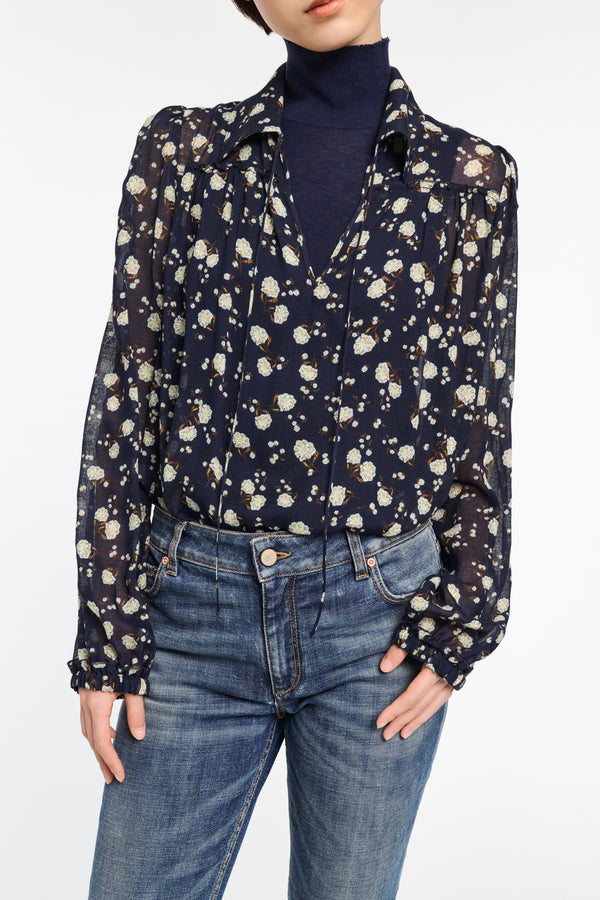 Dorothee Schumacher Micro Floral Print Gauze Blouse Vancouver. Shop Online or in Store.