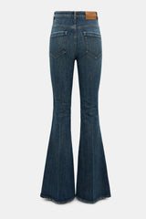 Dorothee Schumacher Mid Rise Flared Jeans in Mid Dark Blue Vancouver. Shop Online or in Store.